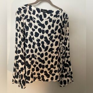 Karen Kane long sleeve Navy& white blouse L